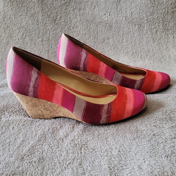 Alex Marie round toe striped cork wedges size 9.5 - Picture 5 of 13